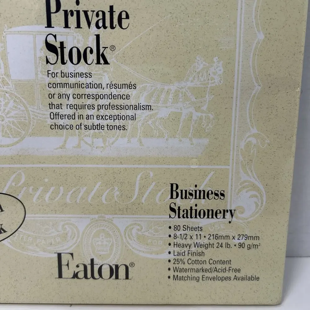 Eaton Private Stock Business Stationary 24lb 8.5x11 Natural Fleck 80 Sheets